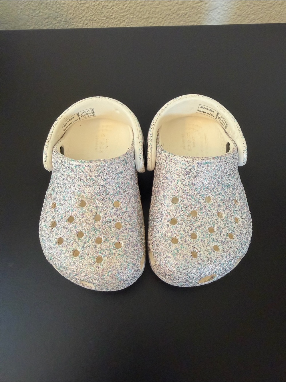 Kids Glitter Slip-On Crocs in Multicolor